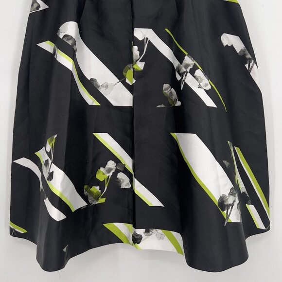 Lane Bryant Plus A-Line Pleated Midi Skirt Black White Green Abstract Floral 18 - Picture 6 of 9